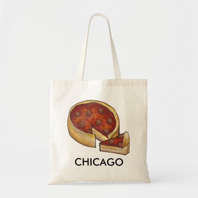 Bolsa Tote Chicago Illinois Deep Dish Pepperoni Cheese Pizza (Frente)