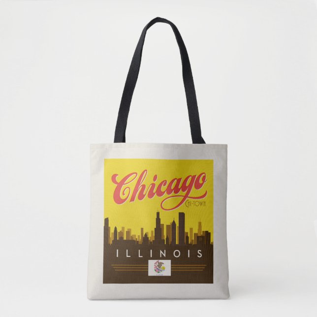 Bolsa Tote Chicago Illinois Skyline (Frente)