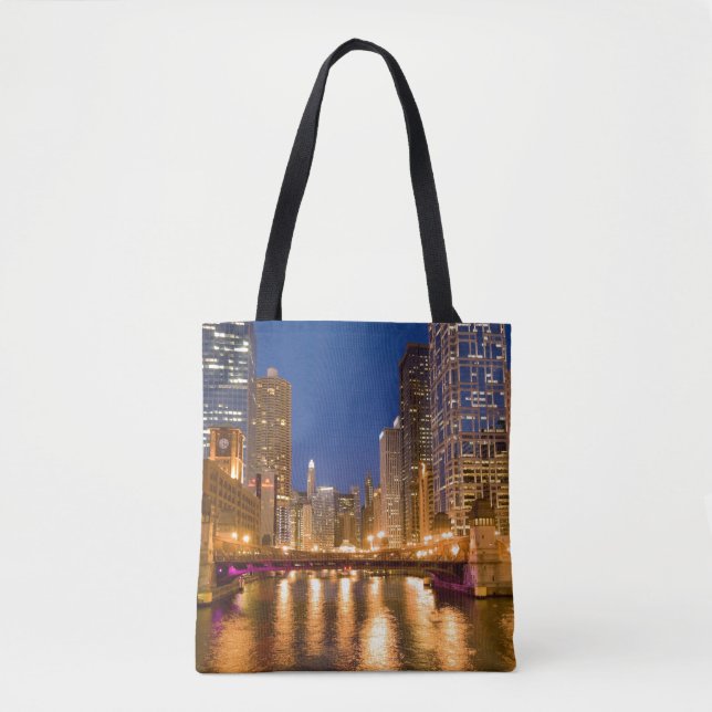 Bolsa Tote Chicago, Illinois, Skyline e Chicago River (Frente)