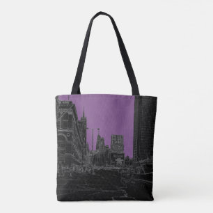 Bolsa Tote Chicago Michigan Avenue 1960's Glowers Black