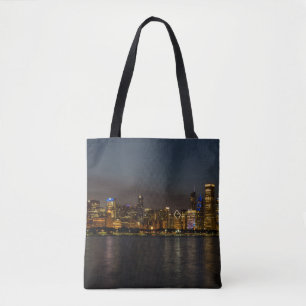 Bolsa Tote Chicago Night Cityscape