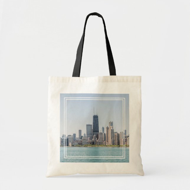Bolsa Tote Chicago Skyline Com O Lago Michigan (Frente)