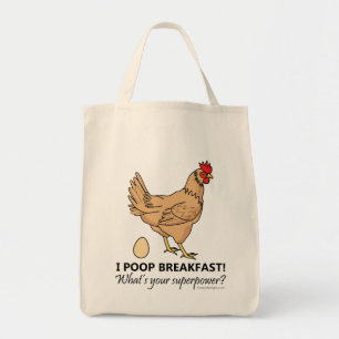 Bolsa Tote Chicken Poops Café Da Manhã Engraçado