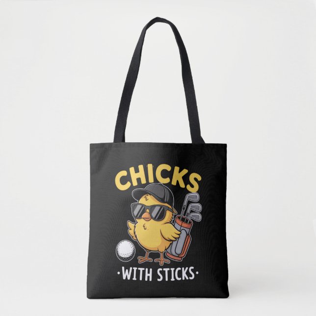Bolsa Tote Chicks with Sticks Golfer Girl Golf Club Golfing (Frente)