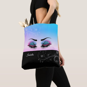 Bolsa Tote Chicotes bonito - rosa e brilho azul