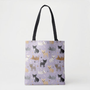 Bolsa Tote Chihuahua Bones e patas roxas
