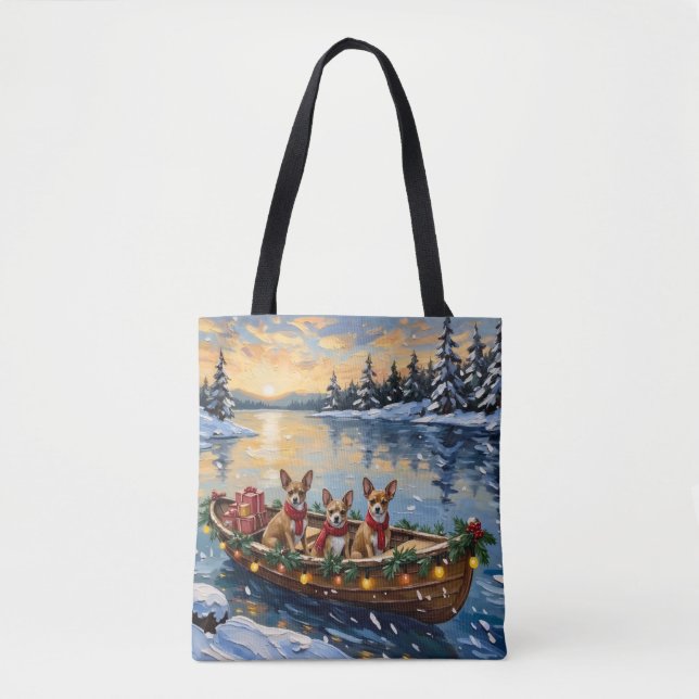 Bolsa Tote Chihuahua Christmas Boat Holiday (Frente)