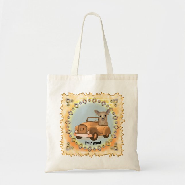 Bolsa Tote Chihuahua Dirigindo Carro (Frente)
