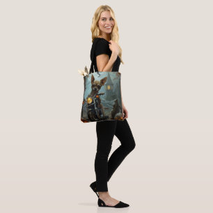 Bolsa Tote Chihuahua Pilotando Motocicleta Dia das Bruxas Ass