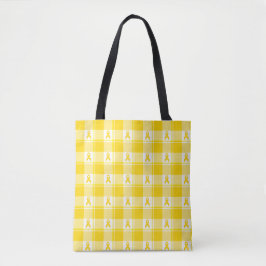 Bolsa Tote Childhood Cancer Awareness Plaid Gold Ribbon