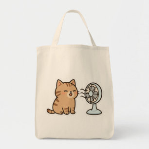Bolsa Tote Chill Cat by the Fan - Cute Summer Sticker"