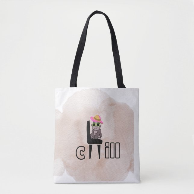 Bolsa Tote Chill Vibes Monkey | Design de Cartoon Engraçado R (Frente)