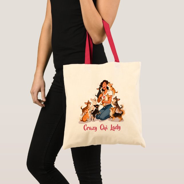 Bolsa Tote Chimigos - Crazy Chi Lady - Chihuahua  (Frente (produto))