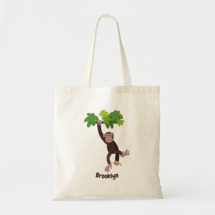 Bolsa Tote Chimpanzé bonito na selva pendurada em desenho ani