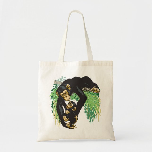 Bolsa Tote chimpanzé com bebê (Frente)