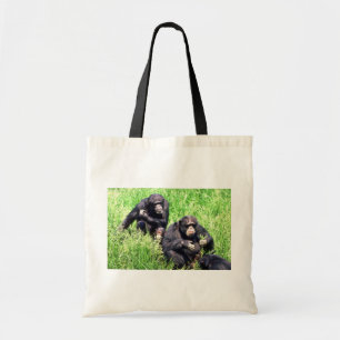 Bolsa Tote Chimpanzés que comem a grama (criança da nota)