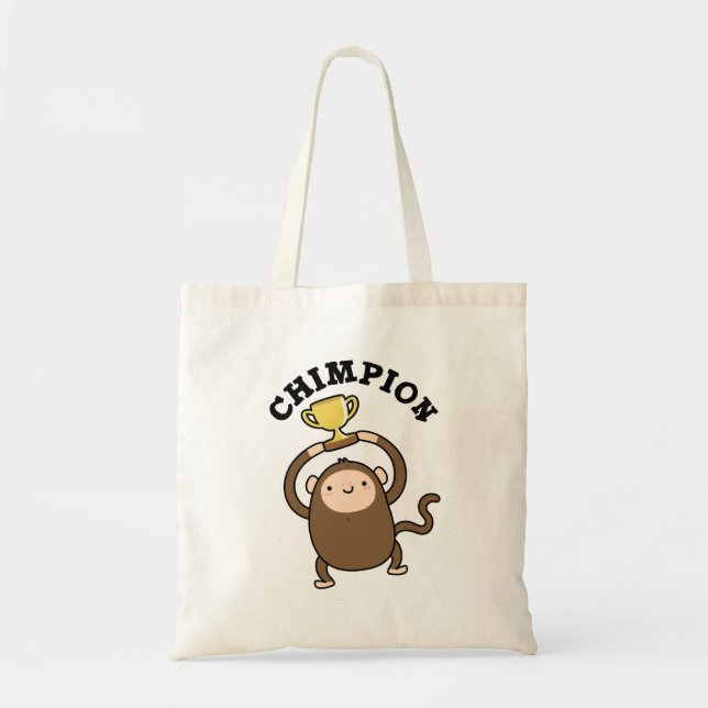 Bolsa Tote Chimpion Funny Champion Chimpanzee Pun (Frente)