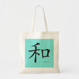 Bolsa Tote Chinês-Harmonia-Símbolo-Letras Pretas