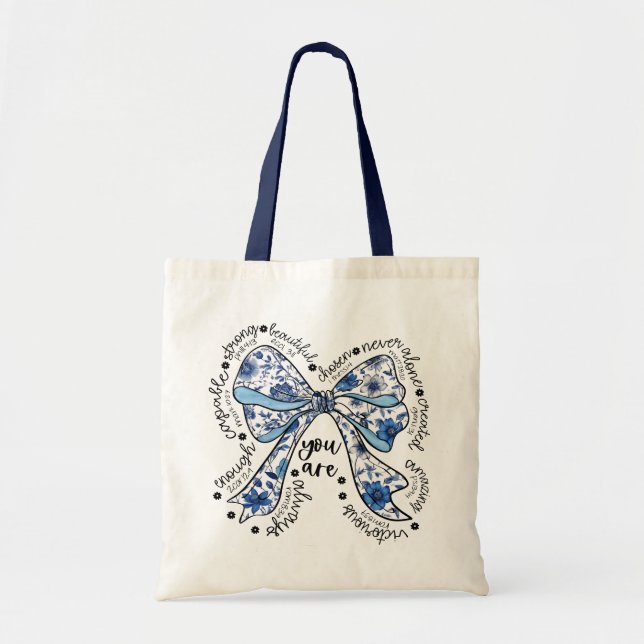 Bolsa Tote Chinoiserie Bow Blue Floral  Positive  (Frente)