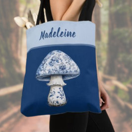 Bolsa Tote Chinoiserie Cogumelo iBlue Branco sobre Monograma