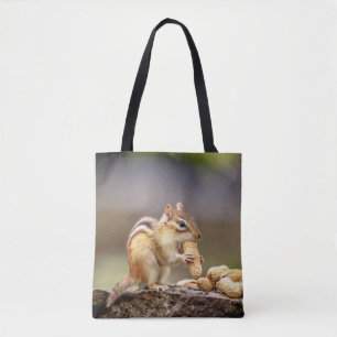 Bolsa Tote Chipmunk comendo amendoim