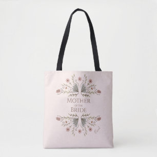 Bolsa Tote Chique Azul, Flor Rosa, Mãe da Noiva