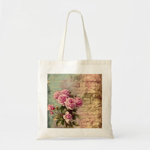 Bolsa Tote Chique francês do país, chique, rosas cor-de-ros