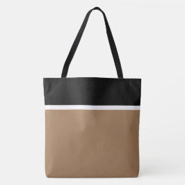 Bolsa Tote Chique Preto Branco Mocha Marrom Bloco de Cor