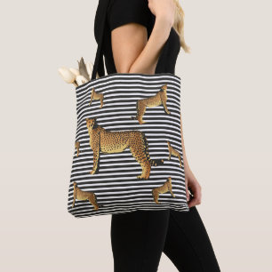 Bolsa Tote Chita E Padrão De Stripe