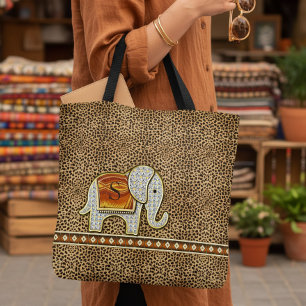 Bolsa Tote Chita ID390 do monograma da caminhada do elefante