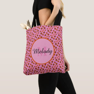 Bolsa Tote chita rosa-dalmata Monograma de Impressão Animal