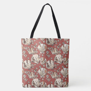 Bolsa Tote Chocolate e escudos tan do mar, fundo do chocolate