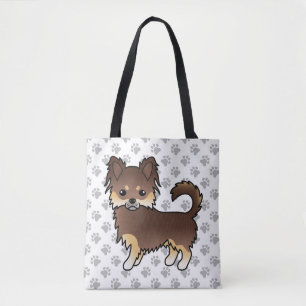 Bolsa Tote Chocolate E Tan Long Casaco Chihuahua Cachorro E P
