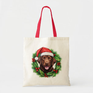 Bolsa Tote Chocolate Lab Retriever Frota de Natal