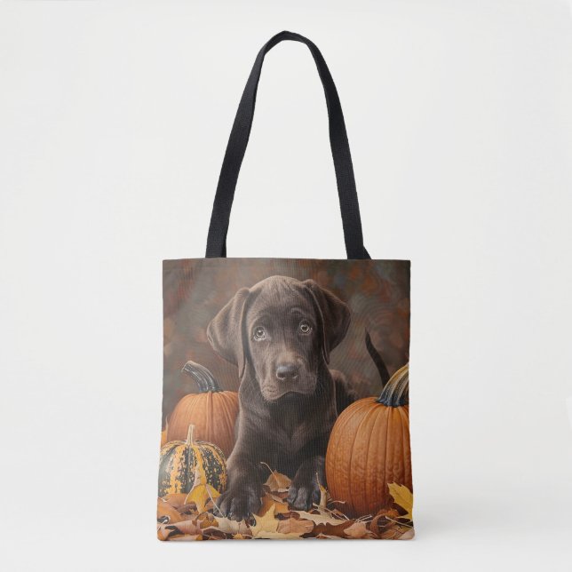 Bolsa Tote Chocolate Labrador Retriever Autumn (Frente)