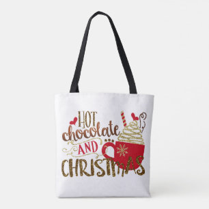 Bolsa Tote Chocolate Quente & Brilho de Glitter de Férias de