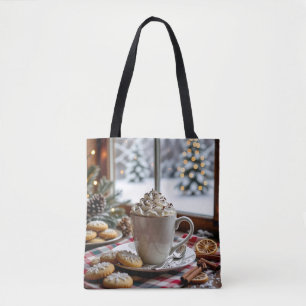 Bolsa Tote Chocolate Quente e Biscoitos de Açúcar Natal Festi