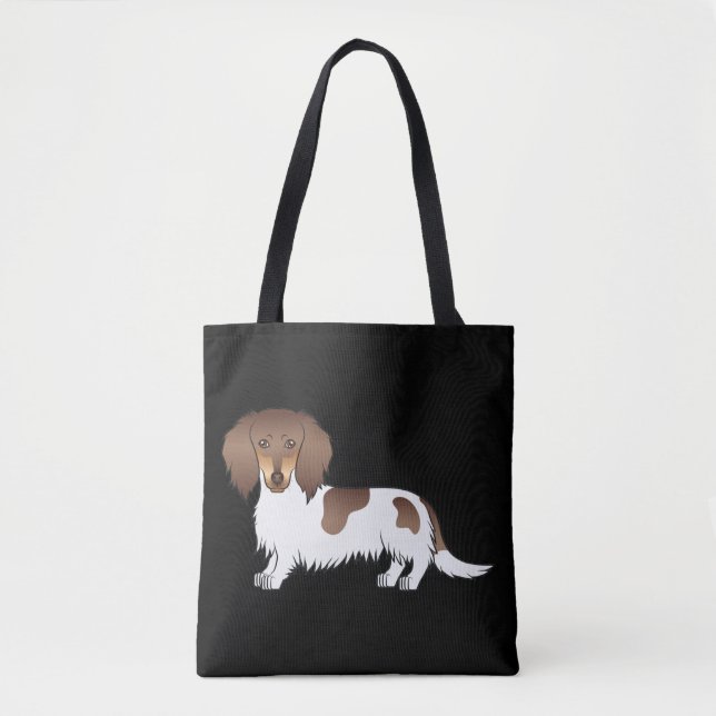 Bolsa Tote Chocolate & Tan Piebald Longo Cão-Pêssego (Frente)
