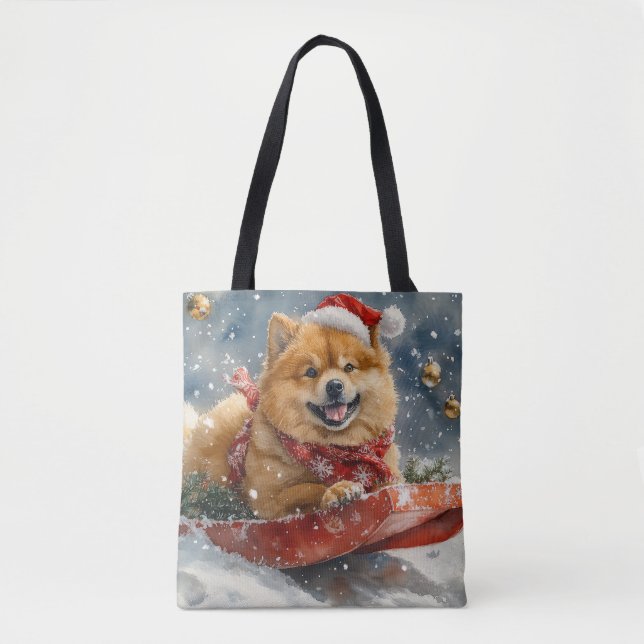 Bolsa Tote Chow Chow Dog Sledge Deixe-o nevar no Natal (Frente)