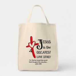 Bolsa Tote Christian Easter JESUS GREATEST LOVE John 3v16