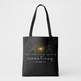 Bolsa Tote Christian Faith Sunrise Nas Montanhas White Script