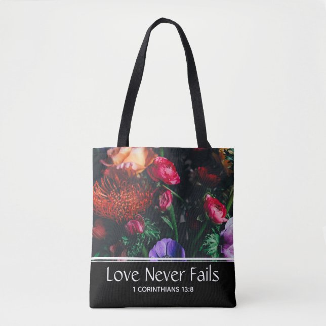 Bolsa Tote Christian Floral Namorados AMVE NUNCA FALHA (Frente)