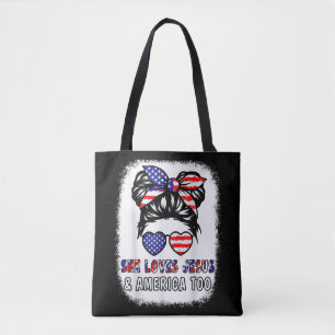 Bolsa Tote Christian Girl ama Jesus & America Shirt 4th Jul