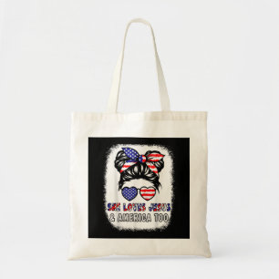 Bolsa Tote Christian Girl ama Jesus & America Shirt 4th Jul