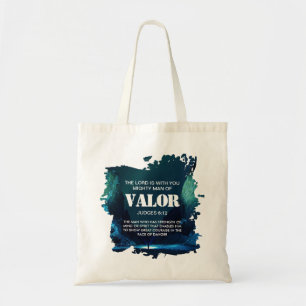 Bolsa Tote Christian MIGHT MAN OF VALOR Brush Stroke