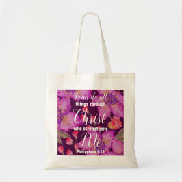 Bolsa Tote Christian Philippians 4:13 Bíblia Verse Floral