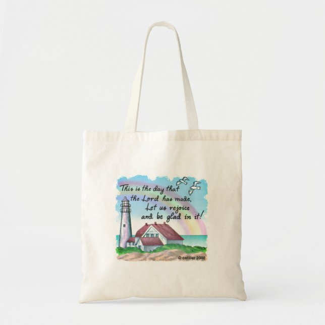 Bolsa Tote Christian Rejoice Lighthouse, nome personalizado T (Frente)