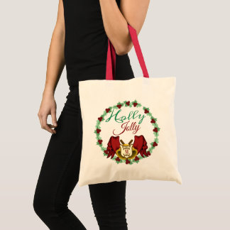 Bolsa Tote Christmas Bells Wreath Holly Jolly