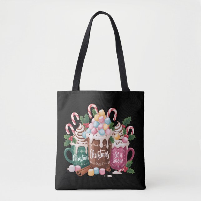Bolsa Tote Christmas Drinks Pink Coquette Gingerbread Coffee  (Frente)
