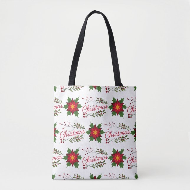 Bolsa Tote Christmas floral wreath winter pattern floret holi (Frente)
